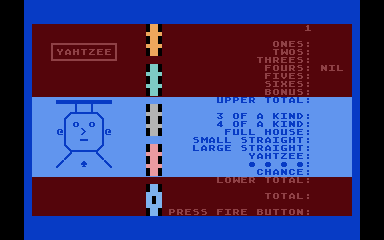 Yahtzee atari screenshot